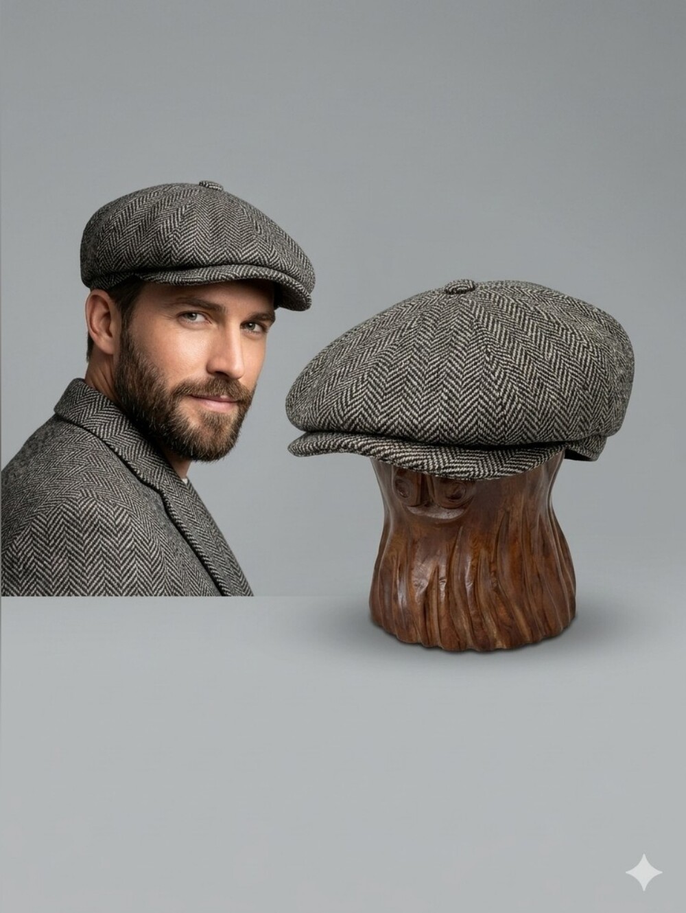 VTG Benny Moriarty Foxhunter Hand Tailored Irish Tweed Flat Cap Hat Size 7 3/8 6
